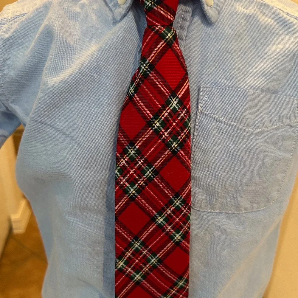 Boys Red Plaid Tie